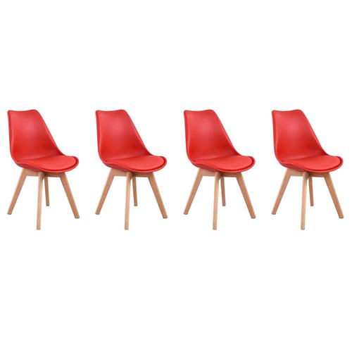 Lot de 4 chaises scandinaves. Pieds bois de hêtre. Chaises 1 place.  Terracotta - Conforama