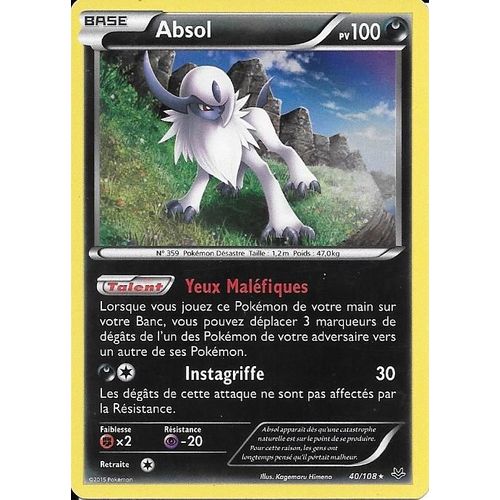 Absol 40/108 Holo Carte Pokemon Xy Ciel Rugissant Francaise 