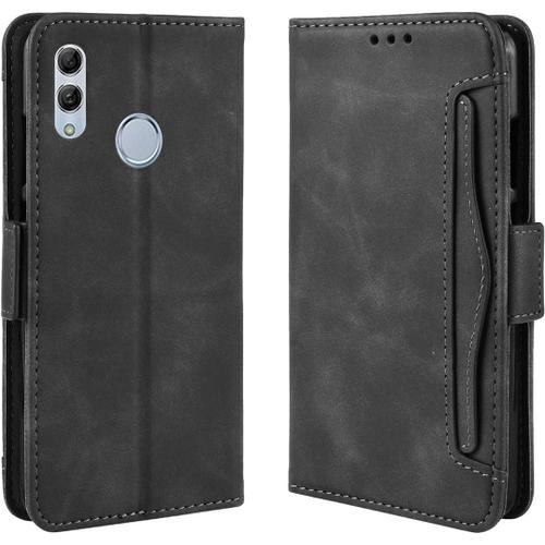 Étui P Smart 2019 , Pu Cuir Tpu Coque Intérieure Boucle Magnétique Étui À Rabat Fonction Support Fente Carte Intégrée Bo Tier Supplémentaire Fente Carte Pour Huawei P Smart 2019 - Noir