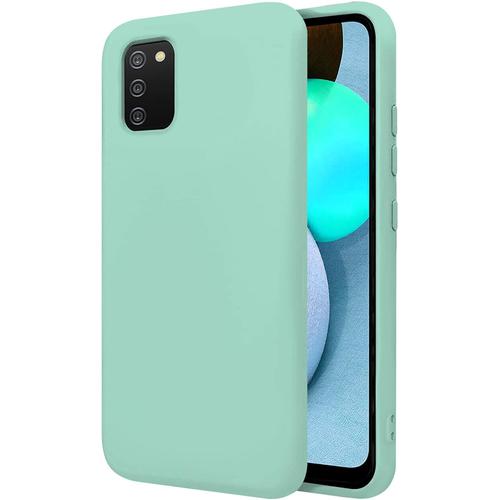 Coque Pour Samsung Galaxy A02s 6.5"" Étui Rigide Turquoise Silicone Liquide Premium Doux Doublure Intérieure En Microfibre Protège L'appareil Photo Antidérapant Résistant Saleté Rayures