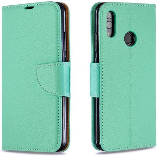 Coque Pour Huawei P Smart 2019/Huawei Honor 10 Lite, Classique Couleur Pure Business Etui En Cuir Pu Flip Magnétique Portefeuille Pochette Housse Avec Silicone Bumper Porte-Carte, Vert