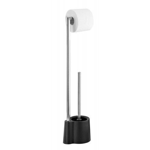 Ensemble WC sur pied - Avola - Chrome et plastique noir WENKO