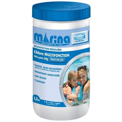 Mini galets 20g de chlore Marina pour petites piscine - 1,2kg