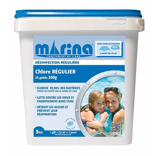 Chlore Régulier Marina - Galets 200 g - 5 kg