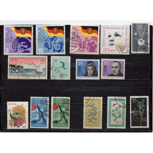 Allemagne (Ddr)- Lot De 13 Timbres Oblitérés Et 2 Timbres Neufs Divers