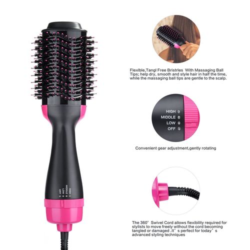 Brosse Soufflante Rotative, Brosse Pour Sèche-Cheveux Et Volumateur 2 En 1, Brosse À Bigoudi, Brosse Lissante Chauffante Brosse À Ions Négatifs Lisseur Cheveux Bigoudi