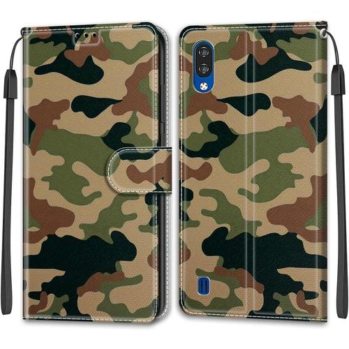 Housse À Rabat Portefeuille Pour Zte Blade A51 Lite,Coque En Cuir Pu Pour Zte Blade A51 Lite,Etui De Protection Motif Avec Fonction Support Magnétique Case Pour Zte Blade A51 Lite,Camo