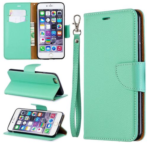 Apple Iphone 6 Plus / 6s Plus Coque, Saturcase Litchi Pu Cuir Magnétique Flip Portefeuille Support Porte-Carte Protecteur Coque Housse Étui Avec Dragonne Pour Apple Iphone 6 Plus / 6s Plus (Vert)