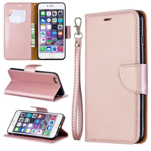 Apple Iphone 6 Plus / 6s Plus Coque, Saturcase Litchi Pu Cuir Magnétique Flip Portefeuille Support Porte-Carte Protecteur Coque Housse Étui Avec Dragonne Pour Apple Iphone 6 Plus / 6s Plus (Or)