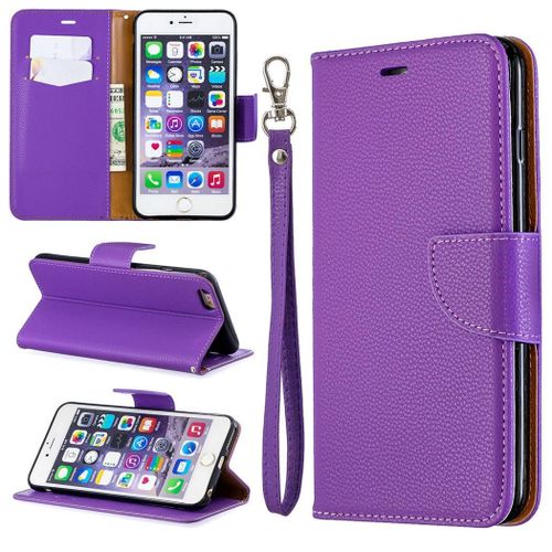 Apple Iphone 6 Plus / 6s Plus Coque, Saturcase Litchi Pu Cuir Magnétique Flip Portefeuille Support Porte-Carte Protecteur Coque Housse Étui Avec Dragonne Pour Apple Iphone 6 Plus / 6s Plus (Violet)