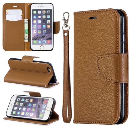 Apple Iphone 6 6s Coque, Saturcase Litchi Pu Cuir Magnétique Flip Portefeuille Support Porte-Carte Protecteur Coque Housse Étui Avec Dragonne Pour Apple Iphone 6 6s (Marron)