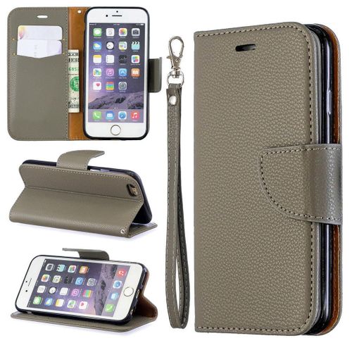 Apple Iphone 6 6s Coque, Saturcase Litchi Pu Cuir Magnétique Flip Portefeuille Support Porte-Carte Protecteur Coque Housse Étui Avec Dragonne Pour Apple Iphone 6 6s (Gris)