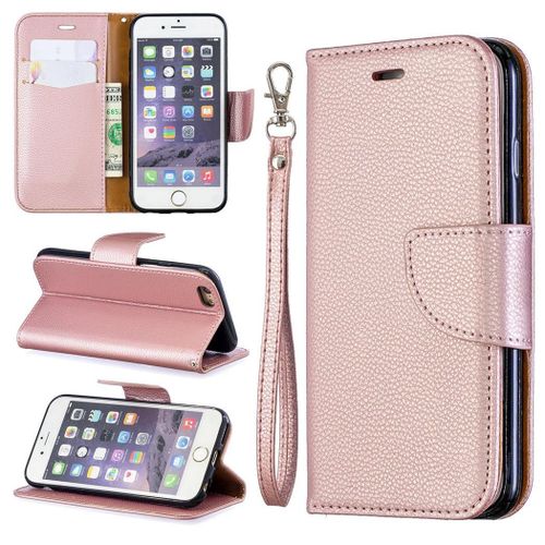 Apple Iphone 6 6s Coque, Saturcase Litchi Pu Cuir Magnétique Flip Portefeuille Support Porte-Carte Protecteur Coque Housse Étui Avec Dragonne Pour Apple Iphone 6 6s (Or)
