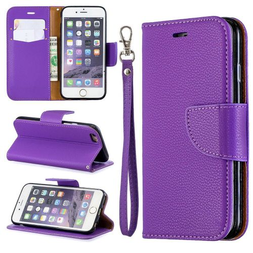 Apple Iphone 6 6s Coque, Saturcase Litchi Pu Cuir Magnétique Flip Portefeuille Support Porte-Carte Protecteur Coque Housse Étui Avec Dragonne Pour Apple Iphone 6 6s (Violet)