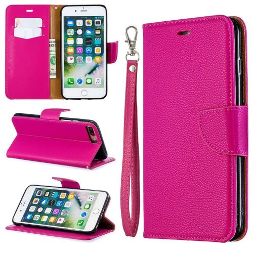 Apple Iphone 7 Plus / 8 Plus Coque, Saturcase Litchi Pu Cuir Magnétique Flip Portefeuille Support Porte-Carte Protecteur Coque Housse Étui Avec Dragonne Pour Apple Iphone 7 Plus / 8 Plus (Rose)
