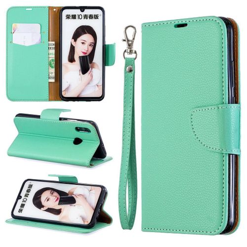 Huawei P Smart (2019) Coque, Saturcase Litchi Pu Cuir Magnétique Flip Portefeuille Support Porte-Carte Protecteur Coque Housse Étui Avec Dragonne Pour Huawei P Smart (2019) / Honor 10 Lite (Vert)