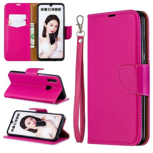 Huawei P Smart (2019) Coque, Saturcase Litchi Pu Cuir Magnétique Flip Portefeuille Support Porte-Carte Protecteur Coque Housse Étui Avec Dragonne Pour Huawei P Smart (2019) / Honor 10 Lite (Rose)