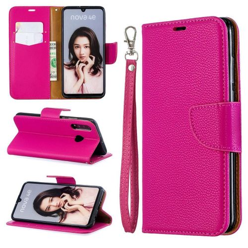 Huawei P30 Lite Coque, Saturcase Litchi Pu Cuir Magnétique Flip Portefeuille Support Porte-Carte Protecteur Coque Housse Étui Avec Dragonne Pour Huawei P30 Lite (Rose)