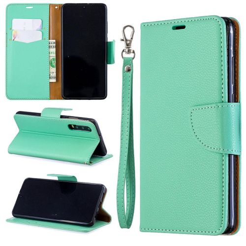 Huawei P30 Coque, Saturcase Litchi Pu Cuir Magnétique Flip Portefeuille Support Porte-Carte Protecteur Coque Housse Étui Avec Dragonne Pour Huawei P30 (Vert)