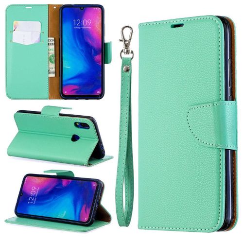 Xiaomi Redmi Note 7 Coque, Saturcase Litchi Pu Cuir Magnétique Flip Portefeuille Support Porte-Carte Protecteur Coque Housse Étui Avec Dragonne Pour Xiaomi Redmi Note 7 (Vert)