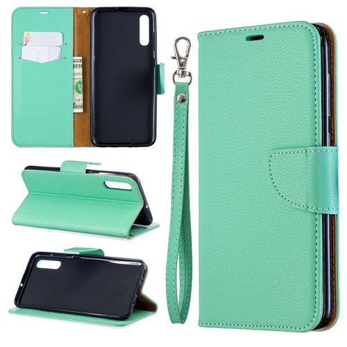 Samsung Galaxy A70 Coque, Saturcase Litchi Pu Cuir Magnétique Flip Portefeuille Support Porte-Carte Protecteur Coque Housse Étui Avec Dragonne Pour Samsung Galaxy A70 (Vert)