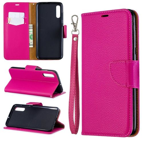 Samsung Galaxy A70 Coque, Saturcase Litchi Pu Cuir Magnétique Flip Portefeuille Support Porte-Carte Protecteur Coque Housse Étui Avec Dragonne Pour Samsung Galaxy A70 (Rose)