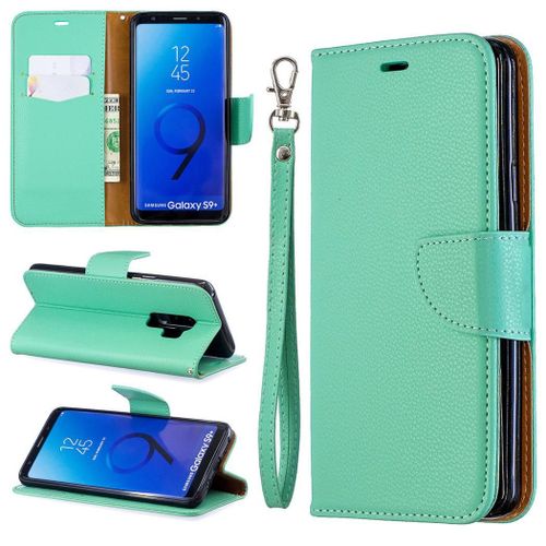 Samsung Galaxy S9 Plus Coque, Saturcase Litchi Pu Cuir Magnétique Flip Portefeuille Support Porte-Carte Protecteur Coque Housse Étui Avec Dragonne Pour Samsung Galaxy S9 Plus (Vert)