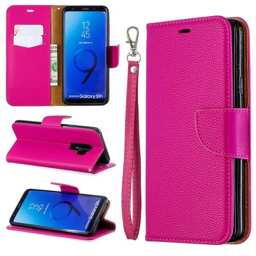 Samsung Galaxy S9 Plus Coque, Saturcase Litchi Pu Cuir Magnétique Flip Portefeuille Support Porte-Carte Protecteur Coque Housse Étui Avec Dragonne Pour Samsung Galaxy S9 Plus (Rose)