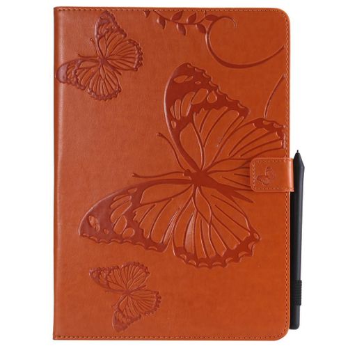 Saturcase Coque Pour Apple Ipad Pro 10.5 2017, Papillon Gaufrage Pu Cuir Magnétique Flip Portefeuille Support Porte-Carte Protecteur Coque Housse Étui Pour Apple Ipad Pro 10.5 2017 (Orange)