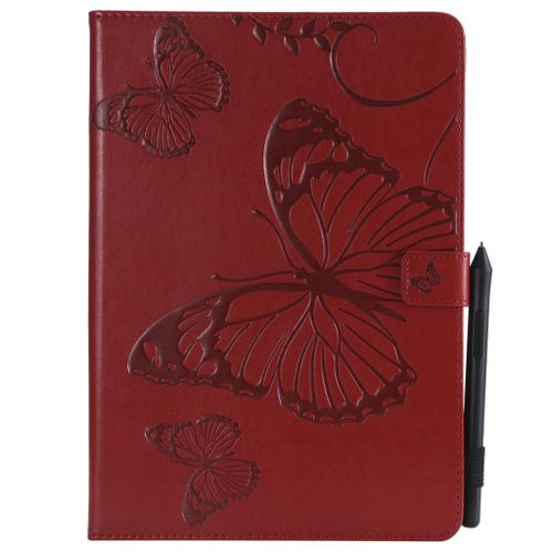 Saturcase Coque Pour Apple Ipad Pro 10.5 2017, Papillon Gaufrage Pu Cuir Magnétique Flip Portefeuille Support Porte-Carte Protecteur Coque Housse Étui Pour Apple Ipad Pro 10.5 2017 (Rouge)