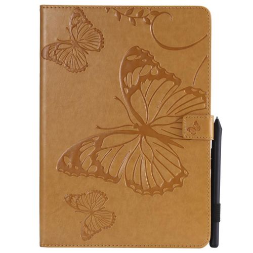 Saturcase Coque Pour Apple Ipad Pro 10.5 2017, Papillon Gaufrage Pu Cuir Magnétique Flip Portefeuille Support Porte-Carte Protecteur Coque Housse Étui Pour Apple Ipad Pro 10.5 2017 (Jaune)