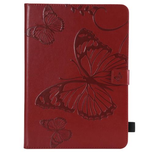 Saturcase Coque Pour Apple Ipad 9.7 2017/2018, Papillon Gaufrage Pu Cuir Magnétique Flip Portefeuille Support Porte-Carte Protecteur Coque Housse Étui Pour Apple Ipad 9.7 2017/2018 (Rouge)