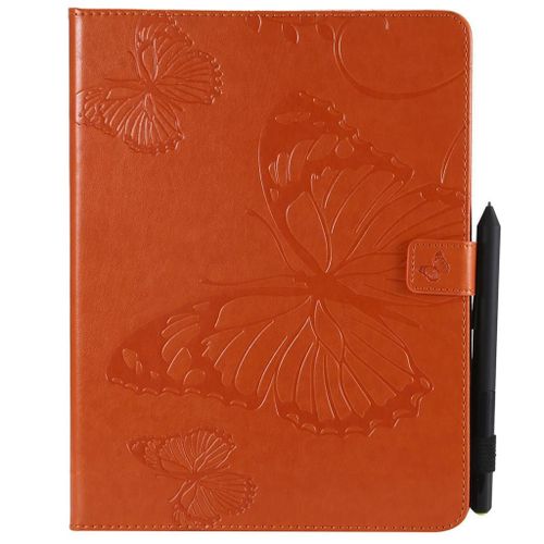 Saturcase Coque Pour Apple Ipad 2 3 4, Papillon Gaufrage Pu Cuir Magnétique Flip Portefeuille Support Porte-Carte Protecteur Coque Housse Étui Pour Apple Ipad 2 3 4 (Orange)