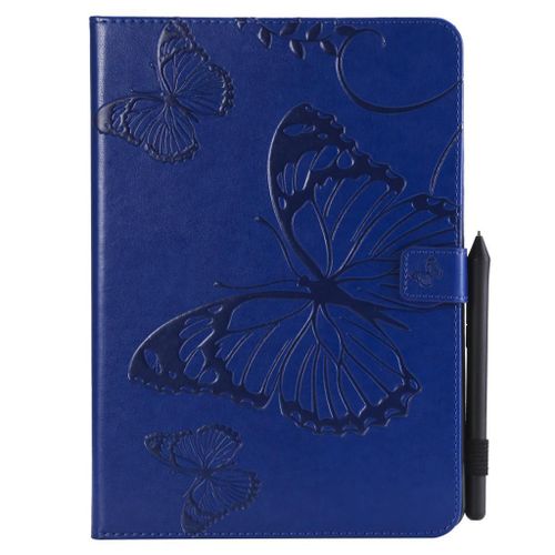 Saturcase Coque Pour Apple Ipad Air / Air 2, Papillon Gaufrage Pu Cuir Magnétique Flip Portefeuille Support Porte-Carte Protecteur Coque Housse Étui Pour Apple Ipad Air / Air 2 (Bleu)