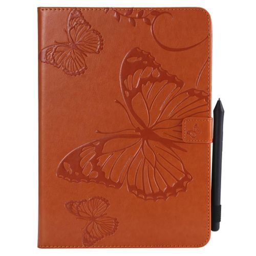 Saturcase Coque Pour Apple Ipad Air / Air 2, Papillon Gaufrage Pu Cuir Magnétique Flip Portefeuille Support Porte-Carte Protecteur Coque Housse Étui Pour Apple Ipad Air / Air 2 (Orange)