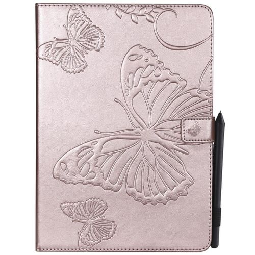 Saturcase Coque Pour Apple Ipad Pro 9.7 2016, Papillon Gaufrage Pu Cuir Magnétique Flip Portefeuille Support Porte-Carte Protecteur Coque Housse Étui Pour Apple Ipad Pro 9.7 2016 (Or Rose)