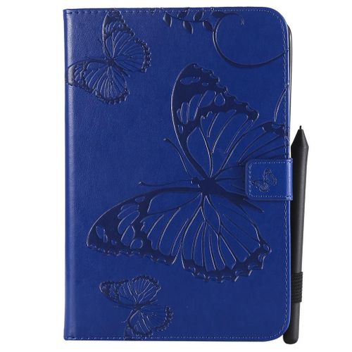 Saturcase Coque Pour Apple Ipad Mini 1 2 3 4, Papillon Pu Cuir Magnétique Flip Portefeuille Support Porte-Carte Protecteur Coque Housse Étui Pour Apple Ipad Mini / Mini 2 / Mini 3 / Mini 4 (Bleu)