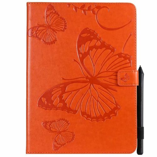 Saturcase Coque Pour Apple Ipad Pro 11 (2018), Papillon Gaufrage Pu Cuir Magnétique Flip Portefeuille Support Porte-Carte Protecteur Coque Housse Étui Pour Apple Ipad Pro 11 (2018) (Orange)