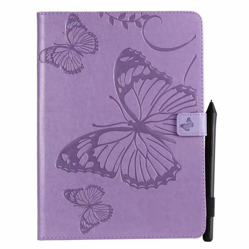 Saturcase Coque Pour Apple Ipad Pro 11 (2018), Papillon Gaufrage Pu Cuir Magnétique Flip Portefeuille Support Porte-Carte Protecteur Coque Housse Étui Pour Apple Ipad Pro 11 (2018) (Violet)