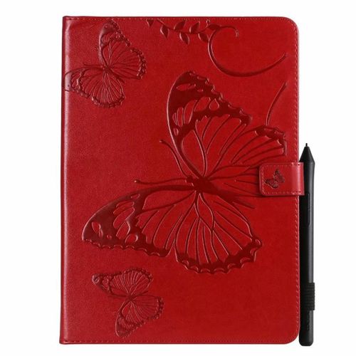 Saturcase Coque Pour Apple Ipad Pro 11 (2018), Papillon Gaufrage Pu Cuir Magnétique Flip Portefeuille Support Porte-Carte Protecteur Coque Housse Étui Pour Apple Ipad Pro 11 (2018) (Rouge)