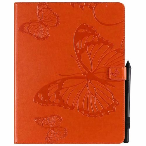 Saturcase Coque Pour Apple Ipad Pro 12.9 (2018), Papillon Gaufrage Pu Cuir Magnétique Flip Portefeuille Support Porte-Carte Protecteur Coque Housse Étui Pour Apple Ipad Pro 12.9 (2018) (Orange)