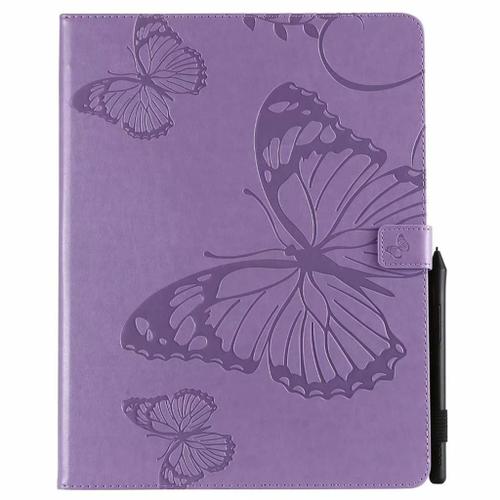 Saturcase Coque Pour Apple Ipad Pro 12.9 (2018), Papillon Gaufrage Pu Cuir Magnétique Flip Portefeuille Support Porte-Carte Protecteur Coque Housse Étui Pour Apple Ipad Pro 12.9 (2018) (Violet)