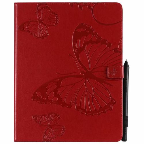 Saturcase Coque Pour Apple Ipad Pro 12.9 (2018), Papillon Gaufrage Pu Cuir Magnétique Flip Portefeuille Support Porte-Carte Protecteur Coque Housse Étui Pour Apple Ipad Pro 12.9 (2018) (Rouge)