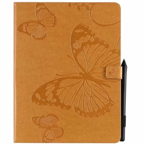 Saturcase Coque Pour Apple Ipad Pro 12.9 (2018), Papillon Gaufrage Pu Cuir Magnétique Flip Portefeuille Support Porte-Carte Protecteur Coque Housse Étui Pour Apple Ipad Pro 12.9 (2018) (Jaune)