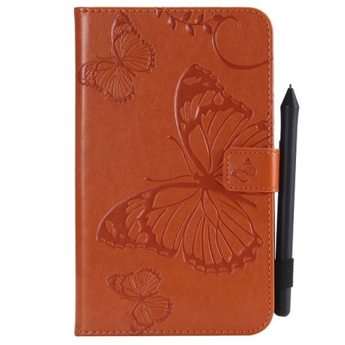 Saturcase Coque Pour Samsung Galaxy Tab A 7.0, Papillon Pu Cuir Magnétique Flip Portefeuille Support Porte-Carte Protecteur Coque Housse Étui Pour Samsung Galaxy Tab A 7.0 Sm-T280 T285 (Orange)