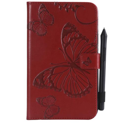 Saturcase Coque Pour Samsung Galaxy Tab A 7.0, Papillon Pu Cuir Magnétique Flip Portefeuille Support Porte-Carte Protecteur Coque Housse Étui Pour Samsung Galaxy Tab A 7.0 Sm-T280 T285 (Rouge)