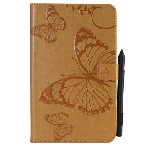 Saturcase Coque Pour Samsung Galaxy Tab A 8.0 (2017), Papillon Pu Cuir Magnétique Flip Portefeuille Support Porte-Carte Coque Housse Étui Pour Samsung Galaxy Tab A 8.0 (2017) Sm-T380 T385 (Jaune)