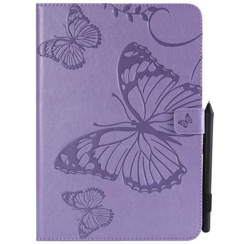 Saturcase Coque Pour Samsung Galaxy Tab A 9.7, Papillon Pu Cuir Magnétique Flip Portefeuille Support Porte-Carte Protecteur Coque Housse Étui Pour Samsung Galaxy Tab A 9.7 Sm-T550 T555 (Violet)