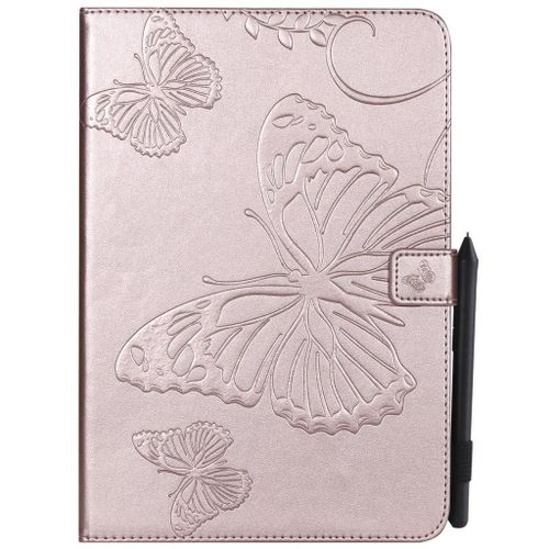 Saturcase Coque Pour Samsung Galaxy Tab A 9.7, Papillon Pu Cuir Magnétique Flip Portefeuille Support Porte-Carte Protecteur Coque Housse Étui Pour Samsung Galaxy Tab A 9.7 Sm-T550 T555 (Or Rose)