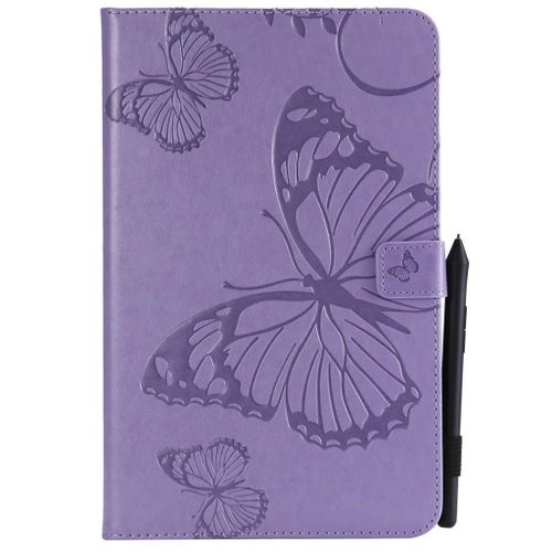 Saturcase Coque Pour Samsung Galaxy Tab E 9.6, Papillon Pu Cuir Magnétique Flip Portefeuille Support Porte-Carte Protecteur Coque Housse Étui Pour Samsung Galaxy Tab E 9.6 Sm-T560 T561 (Violet)